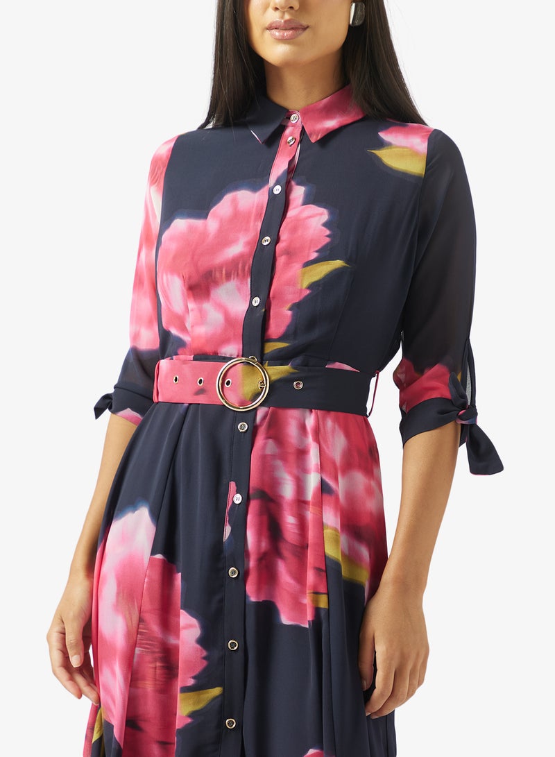 Style Cheat Belted Floral Print Maxi Dress - Image 3